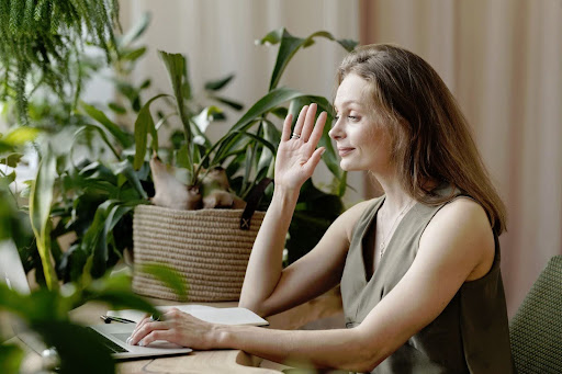 A freelancer conducting a zoom meeting