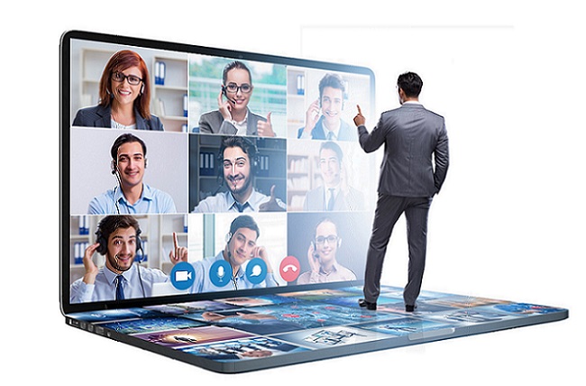 Concept of remote video conferencing during the pandemic