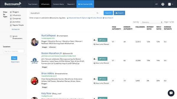 Buzzsumo Find Influencers