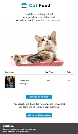 cat food back in stock ecommerce email template