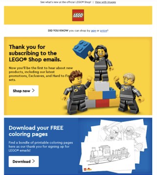 Thank you email from lego.