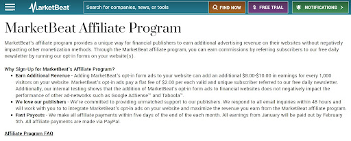 MarketBeat go-to affiliate program