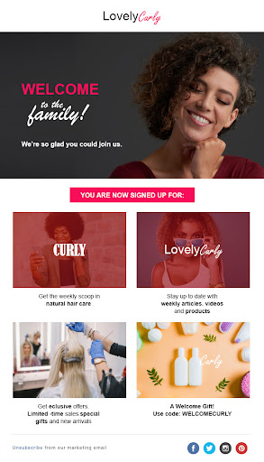 welcome ecommerce email template