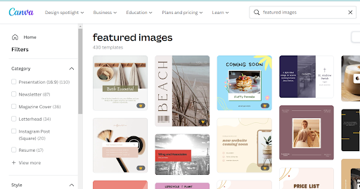 canva homepage