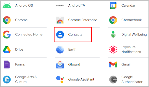 choose contacts in gmail account