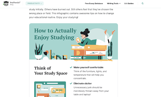 IvyPanda's infographic on how to enjoy studying