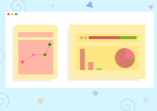 Caricature of pie chart and graph.