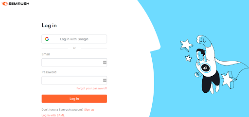 log in page semrush