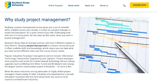 SCU Master of Project Management online program page