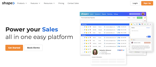 shape crm tool home page