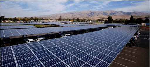 Solar panels parking shades