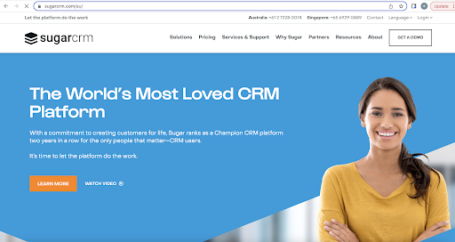 sugarcrm homepage