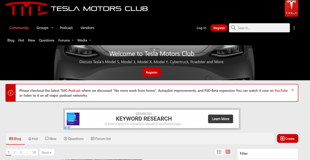 Tesla Motor Club online community