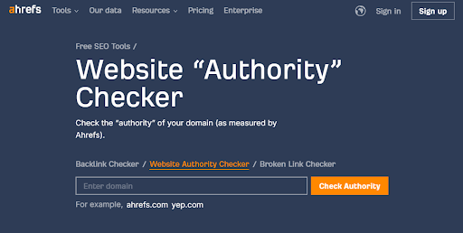 Website authority checker in ahrefs