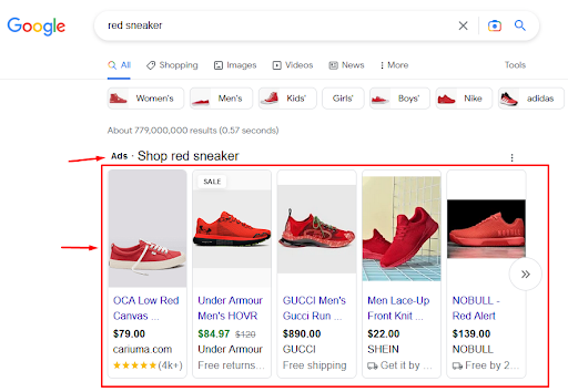 Google Shopping ads are eCommerce product ads 